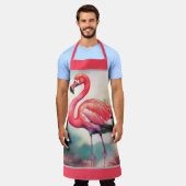 Tablier Flamant rose de peinture aquarelle (Porté)