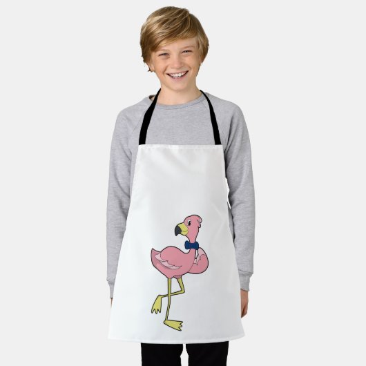 Tablier Flamant rose en tant que Gentleman avec Cravate (Porté)
