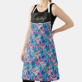 Tablier Flamant rose et palmes sur Motif géométrique (Insitu)