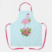 Tablier Flamant rose rose en Santa Hat avec Sucre de canne (Recto)