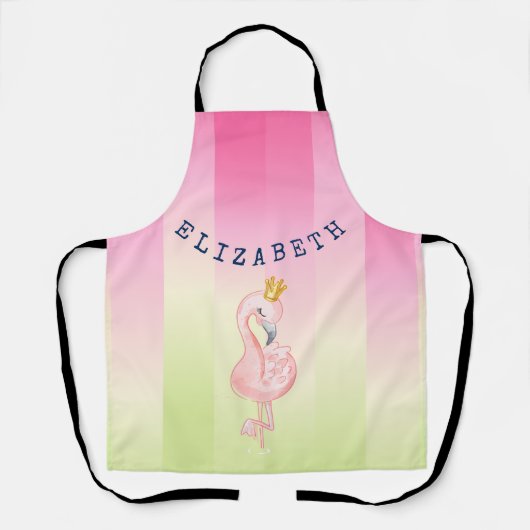 Tablier Flamant rose rose mignon Ombre rayé (Recto)