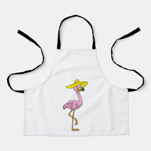 Tablier Flamant rose sur la plage avec Casquette
