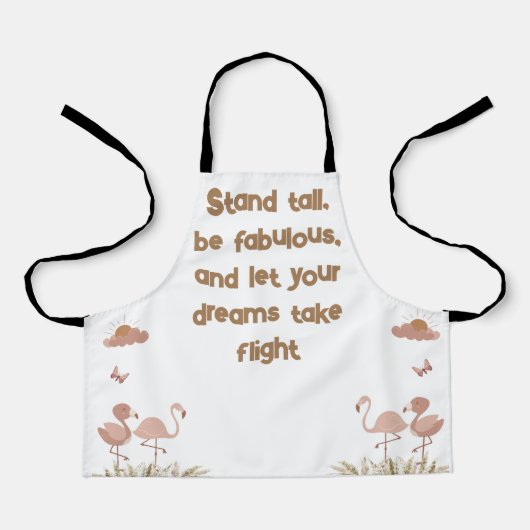 Tablier Flamant rose Whimsical Boho Monogrammé | (Recto)