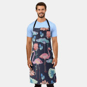 Tablier Flamants roses entourés de fleurs de lotus et pro (Porté)