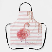 Tablier Flamants roses rose floral, Parties scintillant, b (Recto)