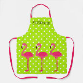 Tablier Flamants roses rose tropicale sur Pois (Recto)