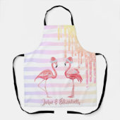 Tablier Flamants roses roses chapeau de Santa, Parties sci (Recto)