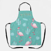 Tablier Flamants roses Santa Hat présente des flocons de n (Recto)