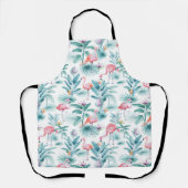 Tablier Flamants roses tropicaux feuille motif (Recto)