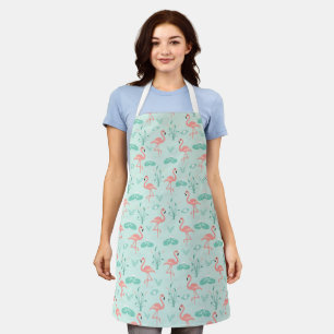 Tablier Flamants Roses Verts Oiseaux Tropicaux