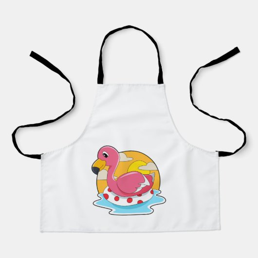 Tablier Flamingo at Swimming with Lifebuoy (Recto)