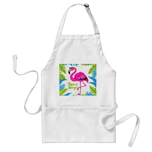 Tablier Flamingo rose Position tropicale sur une jambe (Devant)