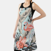 Tablier Flamingo rose tropicale avec fleurs d'orchidées et (Insitu)
