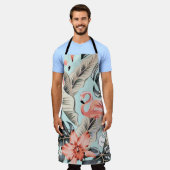 Tablier Flamingo rose tropicale avec fleurs d'orchidées et (Porté)