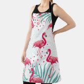 Tablier Flamingo tropical et feuille, motif d'été. (Insitu)