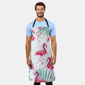 Tablier Flamingo tropical et feuille, motif d'été. (Porté)