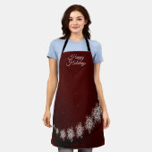 Tablier Flammes de neige Cristal de Noël Rouge Rustique (Porté)