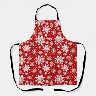 Tablier Flammes de neige rouges et blanches Vacances Motif