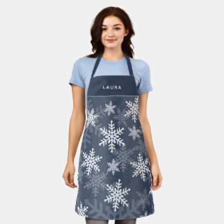Tablier Flammes De Noël cool Bleues Et Blanches