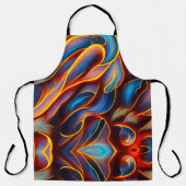 Tablier Flammes rouges bleues Abstraites (Recto)