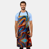 Tablier Flammes rouges bleues Abstraites (Porté)