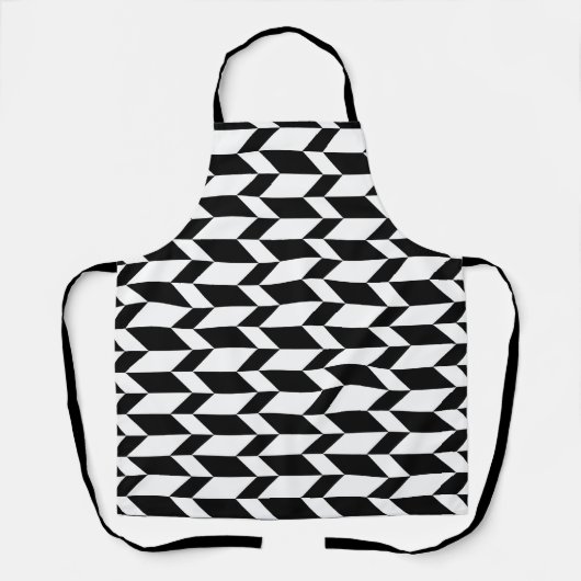 Tablier Flèche Chevron Gras Deux Tons Bleu Noir & Blanc (Recto)