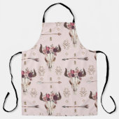 Tablier Flèches et crâne Boho, motif aquarelle. (Recto)