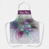 Tablier Fleur Abstraite colorée Fractal Best Mom (Recto)