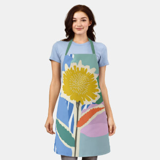 Tablier Fleur abstraite Dandelion Blocs de couleur Moderne