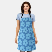 Tablier Fleur bleue fantaisiste Rétro, Joyeuse, Chic (Porté)