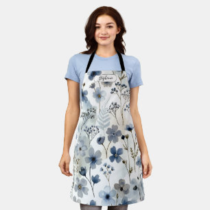 Tablier Fleur Bleue Organique Myosotis Personnalisée