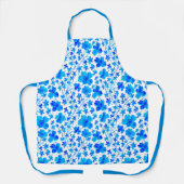 Tablier Fleur botanique en bleu foncé et blanc (Recto)