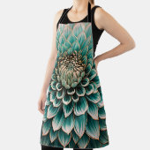 Tablier Fleur Dahlia en Art numérique bleu Aqua Turquoise (Insitu)