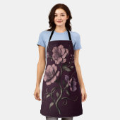 Tablier Fleur d'anémone mauve pourpre botanique foncée  (Porté)