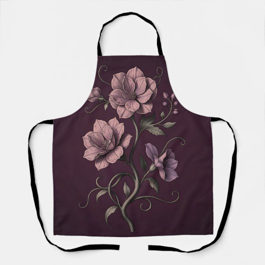 Tablier Fleur d'anémone mauve pourpre botanique foncée  (Recto)