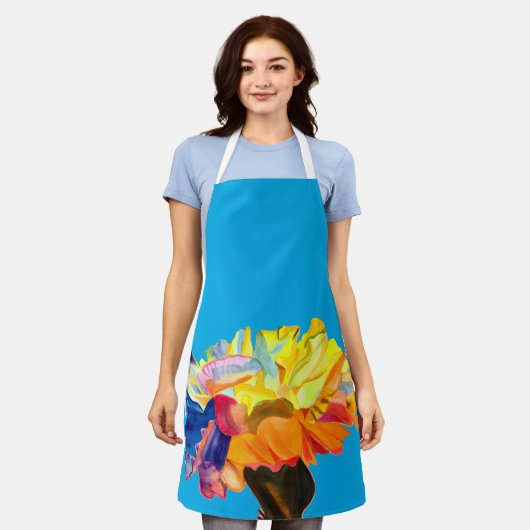 Tablier Fleur d'aquarelle couleur carnation (Porté)