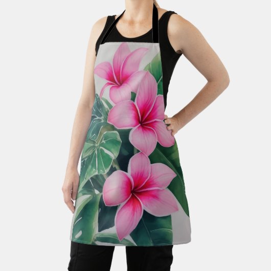 Tablier Fleur d'aquarelle Frangipani rose (Insitu)
