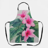 Tablier Fleur d'aquarelle Frangipani rose (Recto)