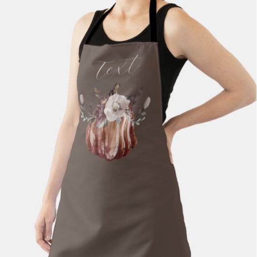 Tablier Fleur d'automne citrouille marron, terre cuite, po