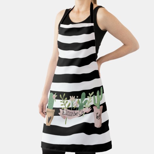 Tablier Fleur de cactus Blancs noirs (Insitu)