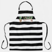 Tablier Fleur de cactus chic rayures noires et blanches (Recto)