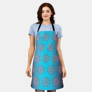 Tablier Fleur de cerise et poisson rouge en bleu