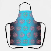Tablier Fleur de cerise et poisson rouge en bleu (Recto)
