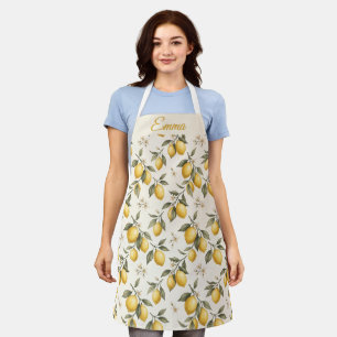 Tablier Fleur de citron vintage – Élégant botanique agrume