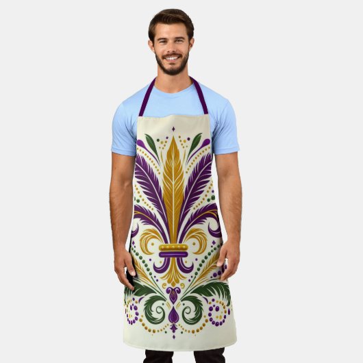 Tablier Fleur de lis jaune et vert violet (Porté)