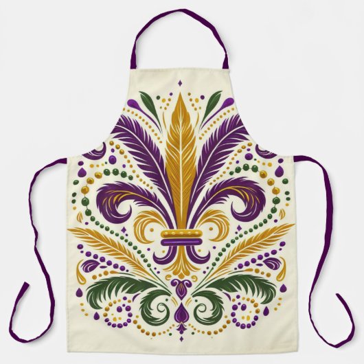 Tablier Fleur de lis jaune et vert violet (Recto)