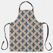 Tablier Fleur de Lis Motif, Royal French Blue sur Crème (Recto)
