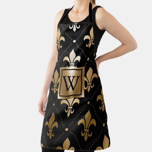Tablier Fleur de lis noir et or (Insitu)