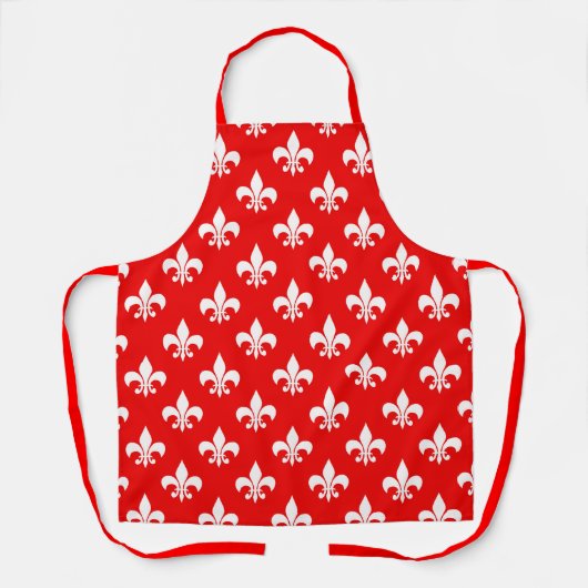 Tablier Fleur de lis rouge blanc (Recto)