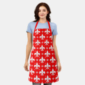 Tablier Fleur de lis rouge Motif (Porté)